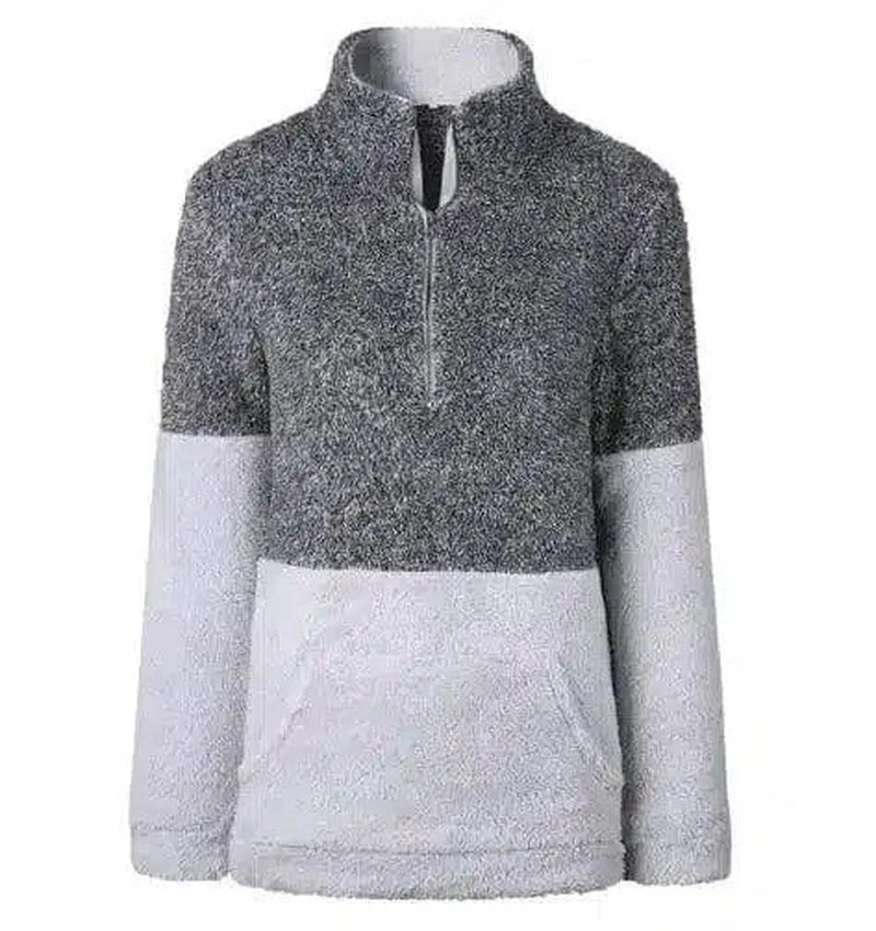 Fleece Zip-Up Pullover for Warmth & Comfort-Dark gray-6