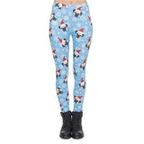 Zohra High Elasticity Women Legging Santa Pug Printing Blue-Blue-1