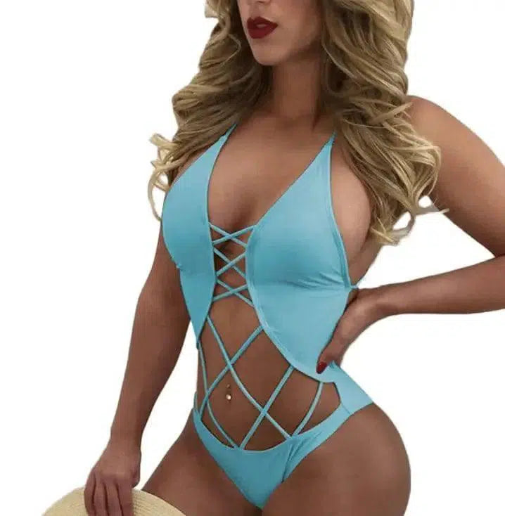 Mesh sexy backless one-piece bikini-LightBlue-7