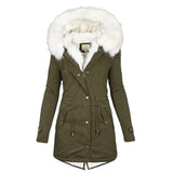 Mid-length hooded winter warm plus fleece coat-9