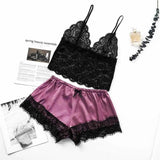 Midnight Charm Sexy Lingerie Lace Home Set-Purple-6