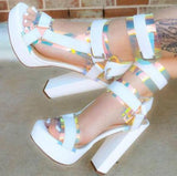 New High-Heel Platform Open-Toe Sandals 40-43 Large Size-Bright white-1