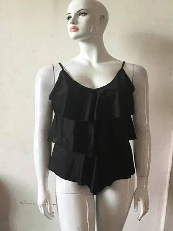 new suit Color Explosion size Siamese swimsuit Swimwear-Black-4