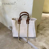 New Women Tote Bag Fashion Canvas Large Handbag Chains-pu leather 1-10