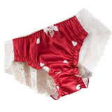 Panties For Women Lace Kawaii Lingerie Underwear Heart-Red-1