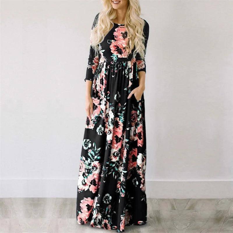 Floral Long Sleeve Maxi Dress-9