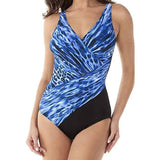 Plus size ladies one-piece swimsuit-Blue-1