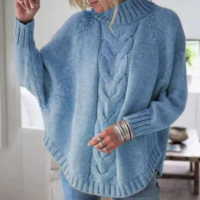 Pullover sweater women loose sweater-Blue-11