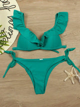 Pure Color Split Flashing Bikini European And American-Green-4