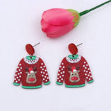 Red Sweater Christmas Earrings Cute Elk Female-Elk Red Sweater-5