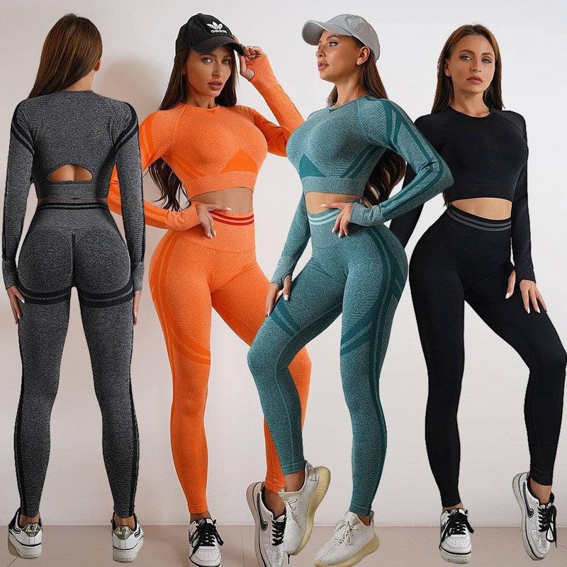 Seamless Yoga Pants Sports Gym Fitness Leggings Or Long Sleeve Tops Outfits Butt Lifting Slim Workout Sportswear Clothing-2