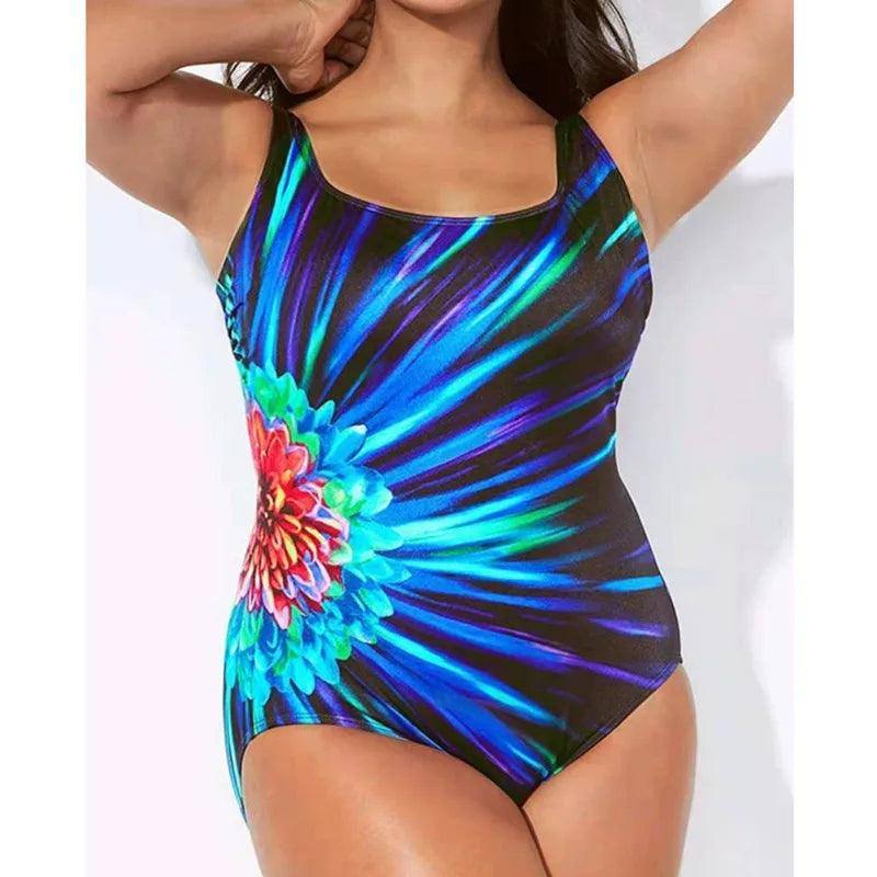 5XL Large Size Closed Swimwear 2024 Push Up Bodysuit-2