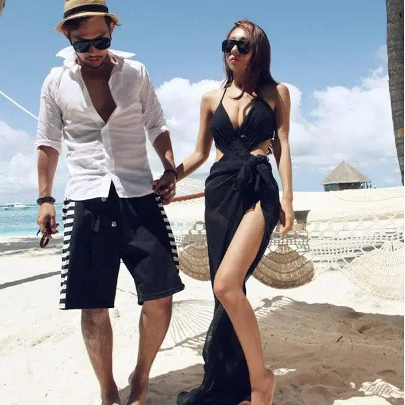 Sexy Black Couple Suit Hot Spring Bikini Korean Slim-2