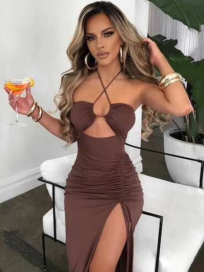 Sexy Halter Backless Maxi Dress - Elegant Club Party Wear-2