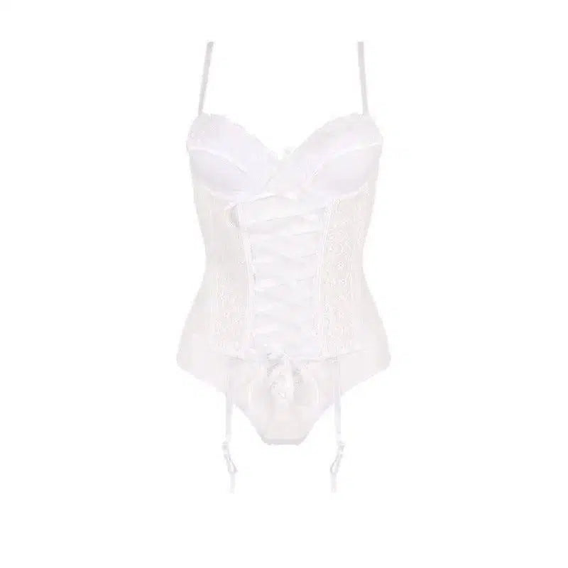 Sexy Lingerie Nightclub Sexy File Underwire Gather Uniform-White-3