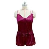 Lingerie Women Sleepwear Lace Silk Babydoll Up Nightwear-Red-5