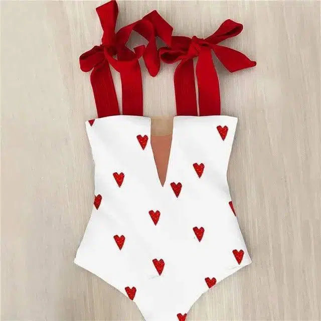 One Piece Swimsuit Shoulder Strappy Swimsuit Heart-S-7