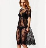 Women Lace Crochet Bikini Swimwear Cover Up Beach Dress-1