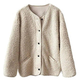 Short Lamb Hair Loose All-match Stitching Fur Short Coat-Beige-1