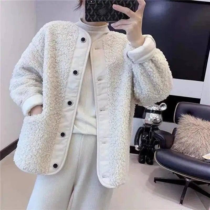 Short Lamb Hair Loose All-match Stitching Fur Short Coat-9