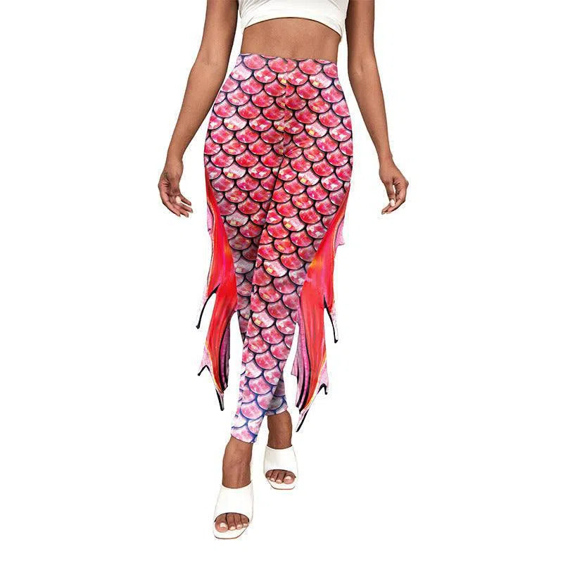 Slim Fish Pants With Raised Hips And Digital Fin Printing-B2421020-11