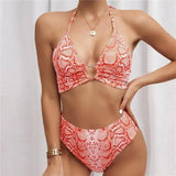 Split High Waist Snake Sexy Bikini Swimsuit-M-9