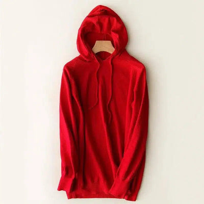 Spring and autumn hooded sweater women pullover-Red-8