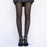 Spring and summer tattoo jacquard stockings-Black-2