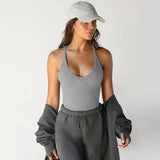 Spring Knitted Vest Slim Top Womens Clothing-Grey-4