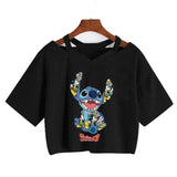 Vibrant Anime Crop Top with Long Sleeves-black937-1