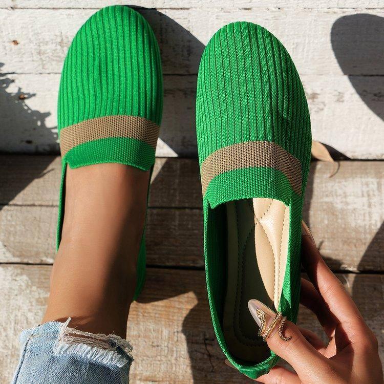 Stripe Design Mesh Flat Shoes Fashion Casual Breathable Slip-5