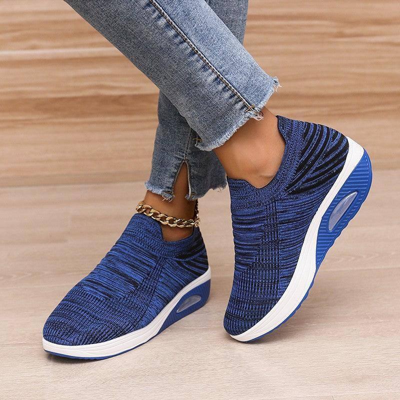 Stripe Design Mesh Shoes Fashion Slip On Air Cushion Shoes-4