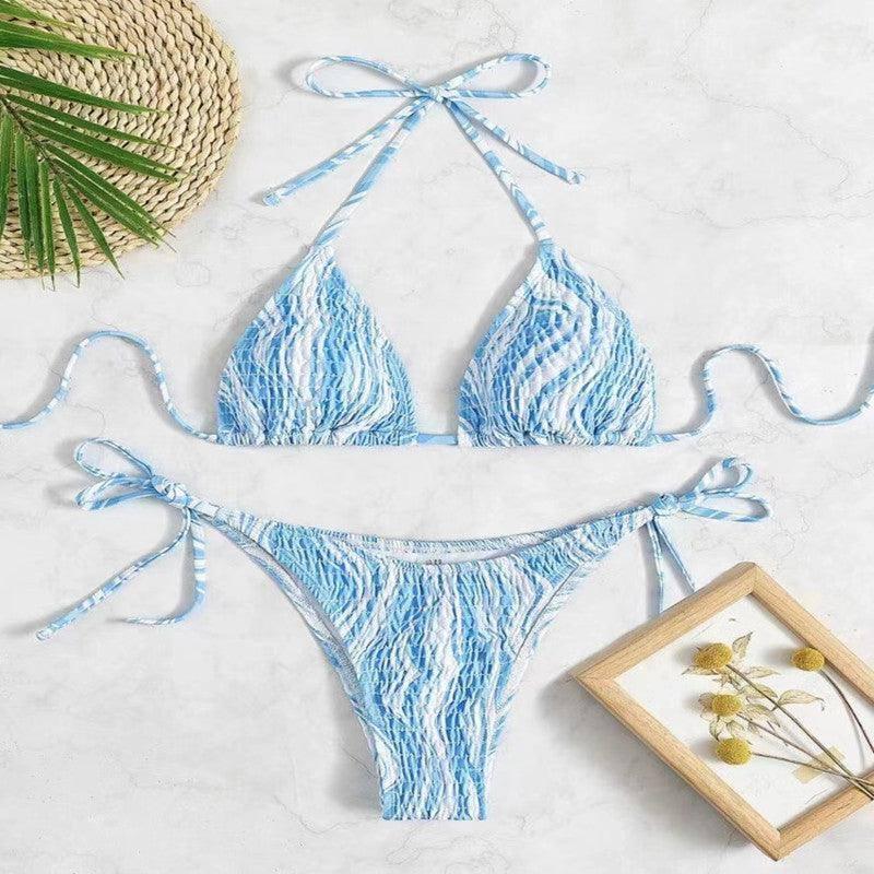 Chic Blue Striped Bikini Set for Summer-1