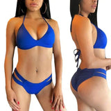 Swimsuit Bikini Female Sense Three-Point Sexy Underwear-Blue-3