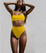 Swimsuit Bikini Ladies Three-Point Sexy Swimsuit Suit-Yellow-3