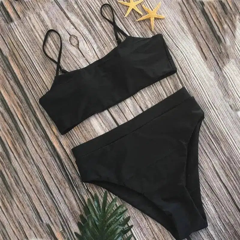 Swimsuit Bikini Ladies Three-Point Swimsuit Suit-Black-8