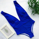 Swimsuit Women's Sexy One-piece One-piece Brazilian Bikini-Blue-2