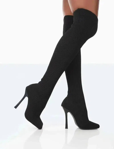 Thigh High Boots Women Over The Knee Long Boots Fashion-Black-5