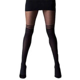 Transparent Suspenders Tights Cat Pantyhose Stockings-Black-2