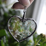 Unique Dandelion Resin Heart Pendant Guide-Dandelion Necklace-2