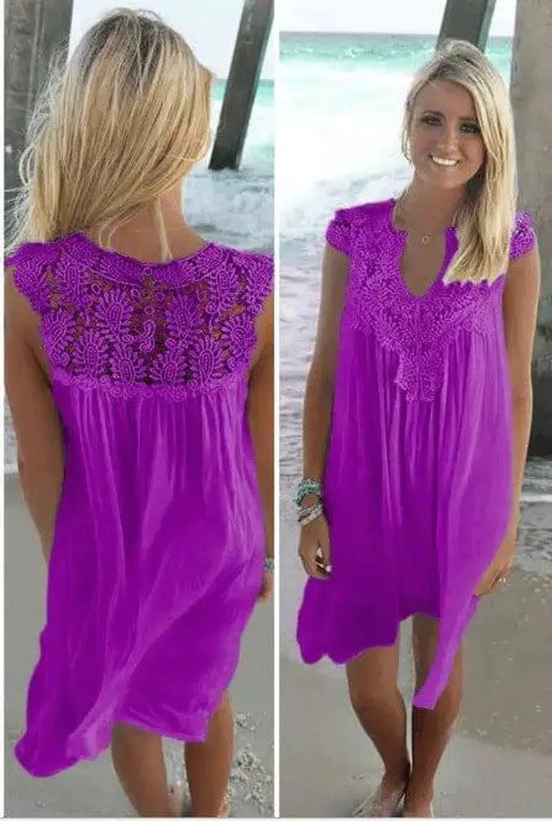 Upgrade Your Look with Our Chiffon Sleeve Dress -Purple-21