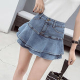 Vintage Denim Mini Skirts-Light Bule-7