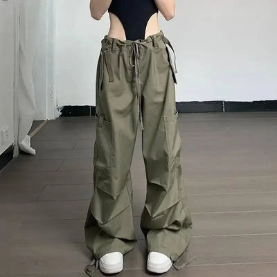 Vintage Fashion Large Pocket Straight Casual Pants-2