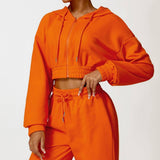 Warm And Loose Long Sleeve Sweater Coat Zipper-Fluorescent Orange-5