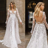 Wedding Dress Lace Long Sleeve Dress Evening Dress-2