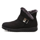 Winter Boots Women Warm Plush Snow Boots Zipper Comfort-Black-14