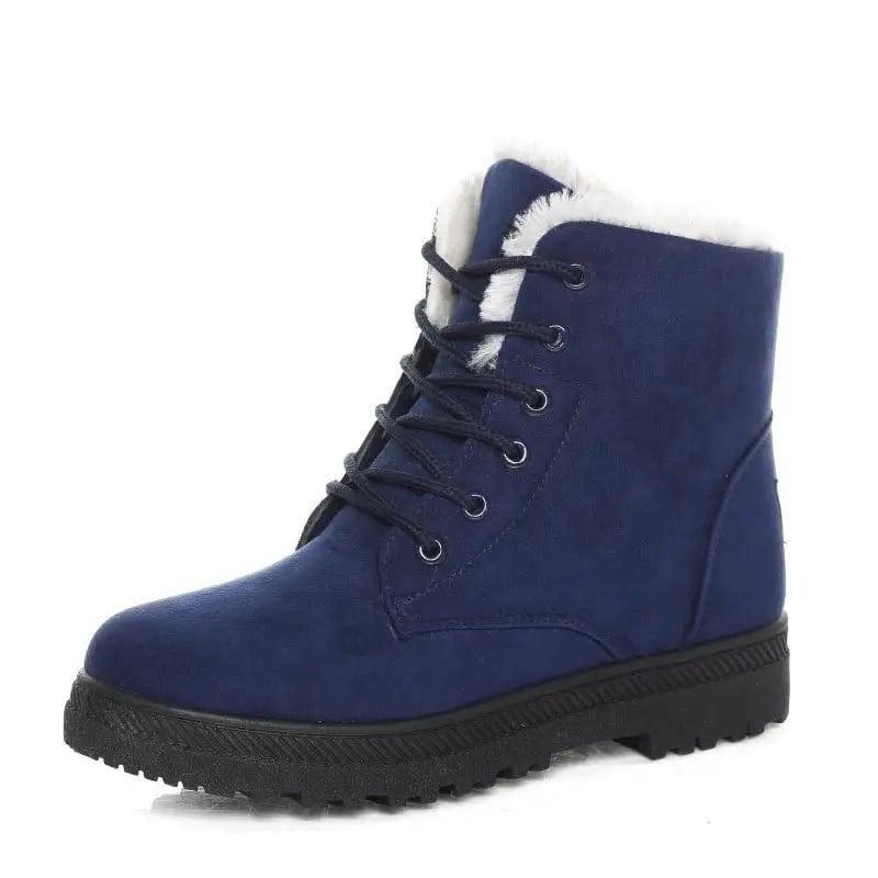 Winter Snow Boots With Warm Plush Ankle Boots For Women-Blue-11