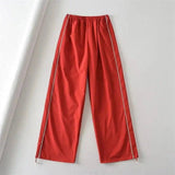 Women's Drawstring Striped Quick-drying Casual Pants-Red-7