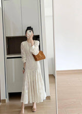 Women's Fashion Casual Solid Color Chiffon Embroidery-2