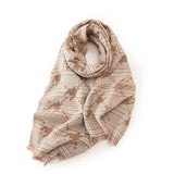 Women's Fashion Printed Houndstooth Warm Scarf-Khaki-8